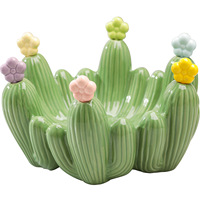 Ensemble de fourchettes à fruits en céramique motif cactus créatif, style moderne et minimaliste, pour la maison, le salon, la table basse, avec bol de rangement pour fourchettes à dessert