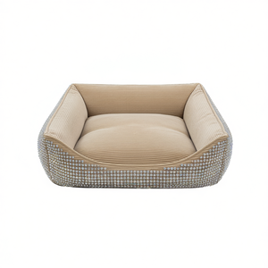 Set di Tre Pezzi per Cuccia per Cani Super Morbida Beige in Velluto a Coste + Letti per Animali Domestici in Cristallo - Product Image 2