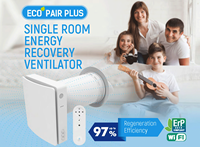 Système de ventilation à récupération de chaleur pour une seule pièce Airwoods HRV, montage mural, économie d'énergie avec une efficacité de 92%