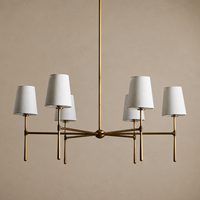 Lustre en acier à abat-jour en lin, design moderne et luxueux, 6 lumières, suspension pour salon, salle à manger, hôtel, villa, projet personnalisé