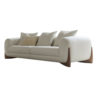 Gemütliche weiße Farbe Samt Holzsofa Nordic Teddy Loves eat Luxus Holzbein Schnitts ofa Modernes Sherpa Boucle Stoffs ofa