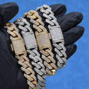 Bracelets chaîne cubaine Moissanite double rangée sur mesure, sertis à la main, style Hip Hop, en argent 925 plaqué or véritable, Iced Out, fabrication sur mesure, ODM B2B - Product Image 4