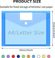 Enveloppes en PVC 10 couleurs Classeurs en plastique avec étiquettes de documents transparentes Format A4 Porte-étiquettes de poche Sac à documents