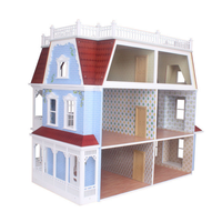 Rumah boneka kayu, miniatur rumah boneka taman, rumah pertanian, rumah desa, Kit Model rumah boneka