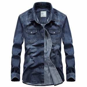Veste en jean vintage à manches longues et coupe ajustée pour hommes avec poches Vêtements <span class=keywords><strong>rockabilly</strong></span> teints en fil respirant Style printanier durable - Product Image 1