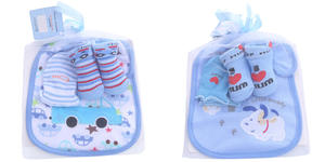 Lot de Chaussettes-Chaussons en Coton pour Bébé + Moufles + Bavoir, Chaussettes Courtes à Motif Dessin Animé pour Bébés, Tout-Petits et Nouveau-nés, Cadeau Expédié Aléatoirement - Product Image 4