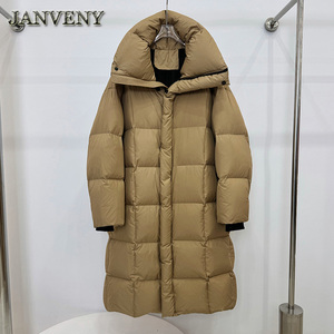 JANVENY 2024 Manteau d'hiver long <span class=keywords><strong>ultra</strong></span> épais en duvet pour femme Broderie de lettres Casual Chaud Blanc Duvet de canard imperméable Parkas - Product Image 4