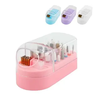 30 Holes Acrylic Nail Drill Bit Stand Holder Nail Bits Exhibition Display Manicure Art Tool Storage Cover Box Container