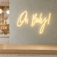 Panneau lumineux LED « Oh Baby » pour décoration murale de chambre d'enfant, idéal pour baby shower, chambre de bébé, chambre d'enfant, inscription lumineuse