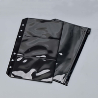 A6 classeur poches noir clair PVC espèces enveloppes Budget argent enveloppe fermeture éclair pochette sans zip pour feuilles mobiles planificateur porte-carte