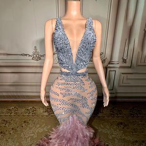 Novance Y5018 Prodotti di Grande Successo Abito da Ballo di Lusso con Strass e Piume Temperamento Fatato Abiti da Sera per Festa di Diploma - Product Image 4