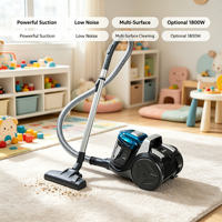Aspirateur cylindrique 78 dB, 1,7 L, technologie cyclonique, 1800 W en option, équipement de nettoyage domestique