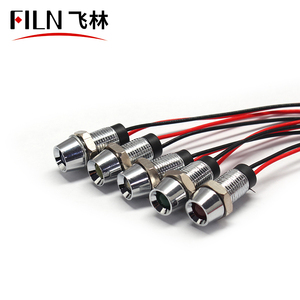 Filn 8mm 3V 12V động cơ quá nóng chỉ số ánh sáng đèn đỏ vàng kim loại tín hiệu thí điểm ánh sáng ul chứng nhận với 185mm dây - Product Image 5