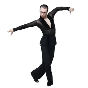 Camicia latina da uomo moderna camicia da ballo abito da ballo da competizione latina per uomo abbigliamento da ballo di scena