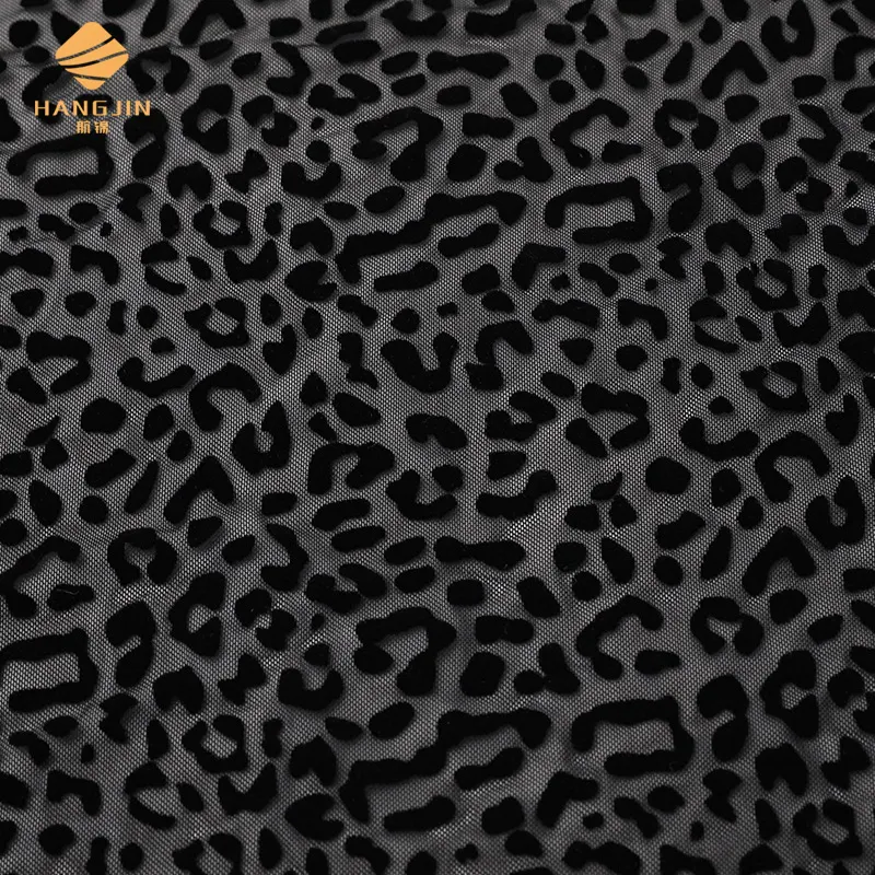 Sıcak satış polyester tül akın tül net Cooleye siyah leopar baskı örgü kumaş