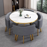 Juego de Comedor Moderno de Lujo con Mesa de Metal Dorado y 4 Sillas, Incluye Elegante Mueble de Comedor para Apartamento, para Uso Doméstico