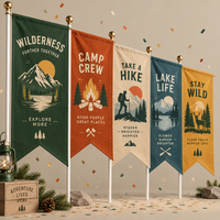 Drapeaux à main personnalisés en polyester à queue d'hirondelle, fanions de camping en plein air, drapeaux de festival de musique, petits drapeaux de voyage sur bâton