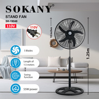 Ventilateur de table en plastique SOKANY 19048 de 18 pouces à 5 pales, tête télescopique réglable, fonction oscillante, 55W, usage domestique