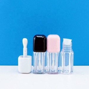 Luxury Unique Cube Lip Tint case 4ml Lip Oil Liquid Lipstick Tube square Transparent Lip <b>Gloss</b> Bottle With Big Brush - Product Image 5