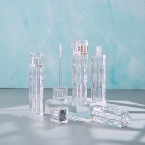 Crystal Clear Rectangle ABS Lip Gloss <b>Tube</b> Lid 3.5ml Luxury Cosmetic Packaging Recyclable Embossed Design - Product Image 1