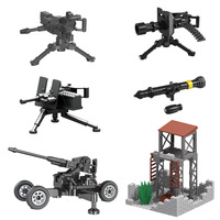 Ensemble de blocs de construction militaires avec modèles d'artillerie, équipement de défense et scène de tour de garde, jouet de construction éducatif