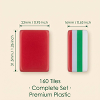 Tuiles de Mahjong Américaines Style Noël 160 Pièces – Ensemble de Jeu en Acrylique avec Motifs Père Noël, Sapin et Bonhomme en Pain d'Épices pour Fêtes et Jeux