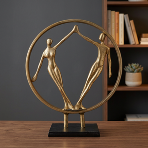 Golden Abstract Couple Sculpture Aluminium Modern Art Decor for Living Room Wedding Theme Birthday Baptism Handmade Tabletop - Product Image 2