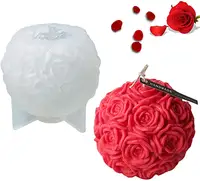 Rose Ball Kerzen formen Große 3D Rose Blumen Silikon form Valentinstag Harz Gussform für DIY Kerzen herstellung haus gemacht