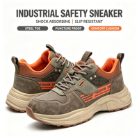 Chaussures de sécurité pour hommes et femmes, élégantes, résistantes aux chocs, anti-perforation, embout en plastique, dessus en peau de porc, légères, été
