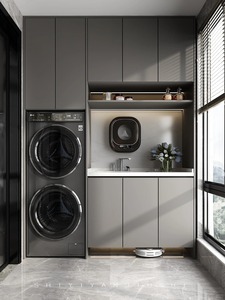 Armario de Lavandería Personalizado para Balcón con Gran Espacio de Almacenamiento para Lavadora Integrada para Casa u Hotel - Product Image 3