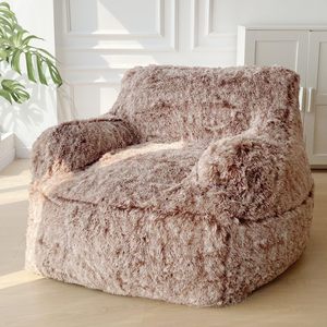 Canapé pouf individuel minimaliste moderne en velours, style nordique, avec accoudoirs, pour petit salon - Product Image 1