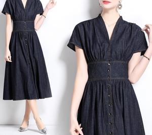 Droma 2025 Été Nouveau Design Fashion Retro Denim Dress Elegant Custom Oem Casual Dresses for Women - Product Image 2