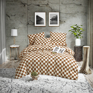 4pc Modern Geometric Pattern Printed Bed <b>Sheet</b> Set Black White Gray King Size 1 <b>Flat</b> 1 <b>Fitted</b> <b>Sheet</b> 2 Pillow Polyester Filling - Product Image 2