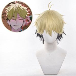 Venta al por mayor enlace haga clic en Cosplay 35cm <span class=keywords><strong>corto</strong></span> <span class=keywords><strong>rubio</strong></span> <span class=keywords><strong>y</strong></span> Negro mixto Xiafei peluca sintética Anime resistente al calor pelo Cosplay peluca - Product Image 1