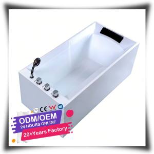 Bañera de hidromasaje individual moderna de acrílico de 67 pulgadas, bañera independiente económica con desbordamiento, bañera interior sencilla <span class=keywords><strong>para</strong></span> espacios pequeños - Product Image 1
