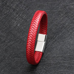 <span class=keywords><strong>Bracciale</strong></span> da <span class=keywords><strong>Uomo</strong></span> Classico Retrò in Pelle Intrecciata con Fibbia Magnetica in <span class=keywords><strong>Acciaio</strong></span> Inossidabile e Charm di Tendenza - Product Image 6