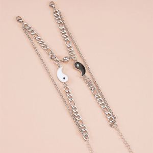 Chinese Yin Yang Splicing Ball Magnetic Buckle <b>Couple</b> <b>Bracelet</b> Set Stainless Steel Chains Fine <b>Bracelet</b> for Men and Women - Product Image 3