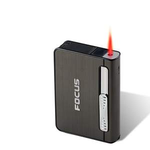 Briquet en alliage d'aluminium à <span class=keywords><strong>cartouche</strong></span> automatique, designs personnalisés intégrés, étanche, étui à cigarettes - Product Image 1