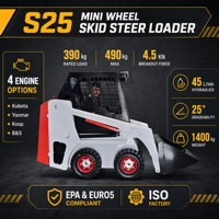 Chargeuse compacte sur pneus à cabine économique, 26 CV, moteur diesel Euro 5 pour l'agriculture en verger