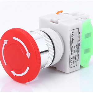 Bouton poussoir d'arrêt d'urgence en forme de champignon rouge 22 mm LAY37-11ZS Y090 en plastique 10A max. Commutateur électronique 1NO1NC actuel - Product Image 4