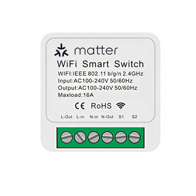 Matter Smart Home Apple Homekit Alexa Google Smarthings Supported 16A 2 Way DIY Timer WiFi Breaker Matter Smart Switch on Off