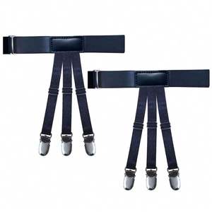 2Pcs Shirt Stays Shirt Holders K2030 with Non Slip Locking Clamps Elastic Leg Garters Thigh for Men <b>Suspender</b> Shirt Tuckers - Product Image 6
