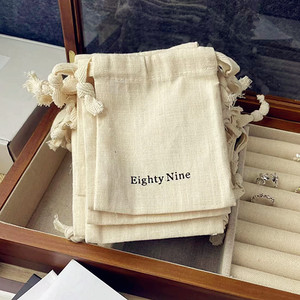 Tas kantong katun murni, perlindungan lingkungan dengan tali serut Retro katun tua, tas kemasan boneka katun Slub - Product Image 1