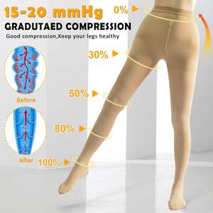 Unisex hoge taille elastische panty's met gesloten teen, 15-21 mmHg gegradueerde opaquette compressie panty's voor dames en heren - Product Image 2