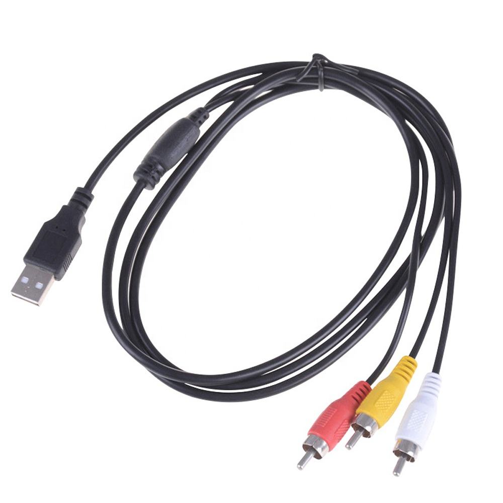 HongXing USB to RCA Cable USB2.0 Male to 3 RCA Male Connector Stereo Audio Video Cable Television Adapter Wire AV A/V TV Adapter