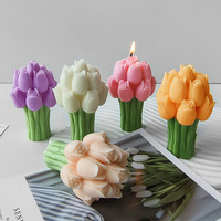 Private Label Geschenkbox in Tulpenform mit Sojawachs-Kerze, Großhandel Handgemachte Blumenskulptur Aroma-Kerze für Feiertage und Hochzeitsgäste