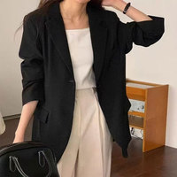 Veste décontractée slim unie pour femme, nouvelle collection printemps-automne, avec revers et fente, style tailleur tendance