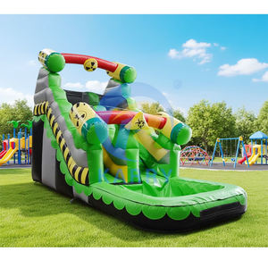 <span class=keywords><strong>Toboggan</strong></span> aquatique gonflable robuste en PVC vert avec <span class=keywords><strong>piscine</strong></span> à jets d'eau pour le jeu d'aventure et la location d'événements - Product Image 3