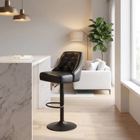 Fauteuils de bar pivotants 360° de direction exécutive, en cuir capitonné, base métallique, réglage pneumatique pour suite de bureaux de gestion de patrimoine