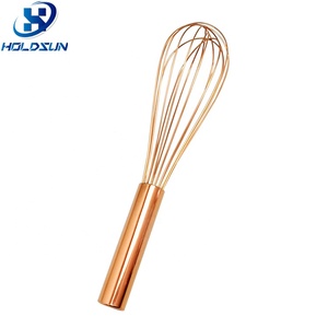 <span class=keywords><strong>Fouet</strong></span> de <span class=keywords><strong>cuisine</strong></span> portable en acier inoxydable plaqué or rose de 10 pouces, écologique, avec grande poignée pour mélanger et battre - Product Image 1